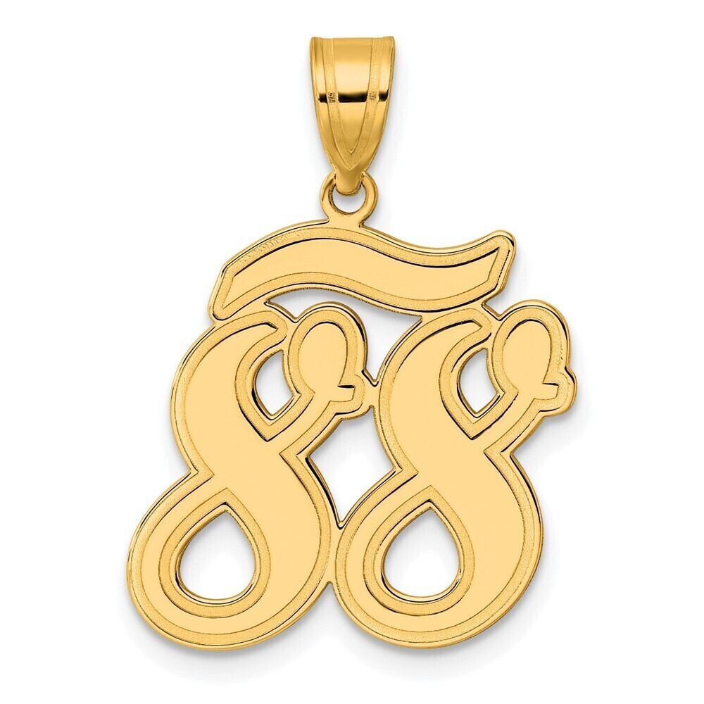 Kazi Luxury 14k Brushed Border Script Number 88 Pendant